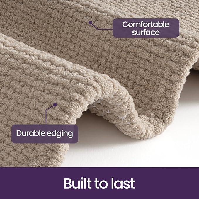 DEXI Bathroom Rugs 20x32, Non Slip Washable Bath Mat, Absorbent Chenille Bathmat, Ultra Soft Thick Carpet for Tub Shower Floor, Dark Beige - ModernBath