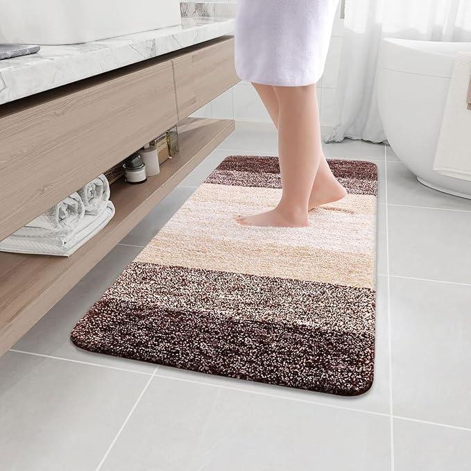 Arotive Microfiber Bathroom Rugs, Shaggy Soft and Absorbent Bath Rug, Non-Slip, Thick Plush Machine Washable Dry Bath Mats for Bathroom, Tub and Shower, 40x24, Brown, Rectangular - ModernBath