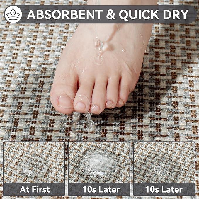YDKGL Bath Mat Rug-Ultra Thin Non Slip Bath Mats for Bathroom Mat Quick Dry, Rubber Backing Washable Bathroom Rugs Fit Under Door, Absorbent Bath Rugs, Shower Outside,Sink Gray 20"x32" - ModernBath