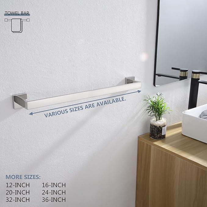 KOKOSIRI 24-Inch Towel Bar, Bathroom Kitchen Towel Holder, Wall Mounted SUS304 Stainless Steel Towel Rack 2 Pack, Polished Chrome, B4003CH-L24-P2 - ModernBath