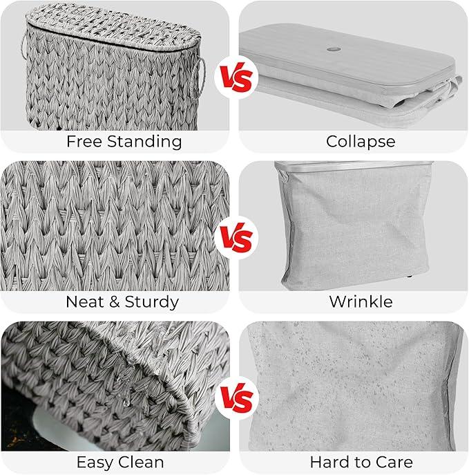 GRANNY SAYS Toilet Paper Storage Basket with Handle, Durable Toilet Paper Holder, Waterproof Bathroom Organizers and Storage, Wicker Basket for Bathroom Storage, Grey - ModernBath