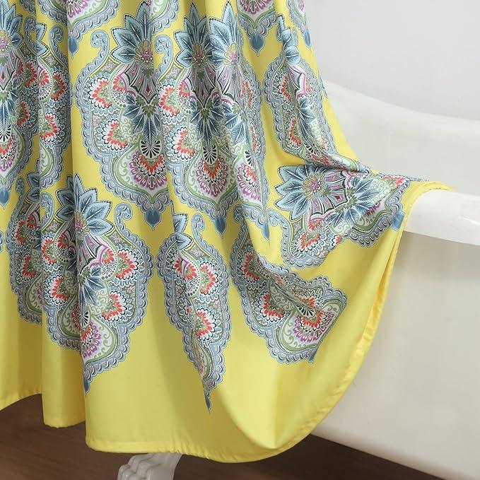 BESTRIPES Long Shower Curtain 78 Inches, Water Repellent Fabric with Vibrant Brazilian Medallion Print, 12 Metal Grommets & Weighted Hem, 72x78 Inches - ModernBath