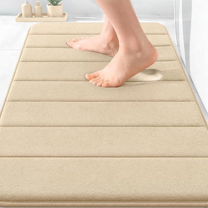 OLANLY Memory Foam Bath Mat 30x20, Super Soft Absorbent Bathroom Rugs, Quick Dry, Machine Washable Shower Floor Rugs, Bathmat Carpet, Bathroom Home Decor Accessories, Beige - ModernBath
