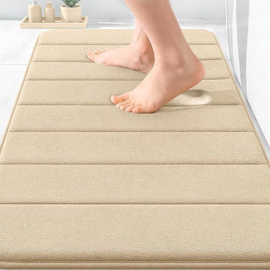 OLANLY Memory Foam Bath Mat 30x20, Super Soft Absorbent Bathroom Rugs, Quick Dry, Machine Washable Shower Floor Rugs, Bathmat Carpet, Bathroom Home Decor Accessories, Beige - ModernBath