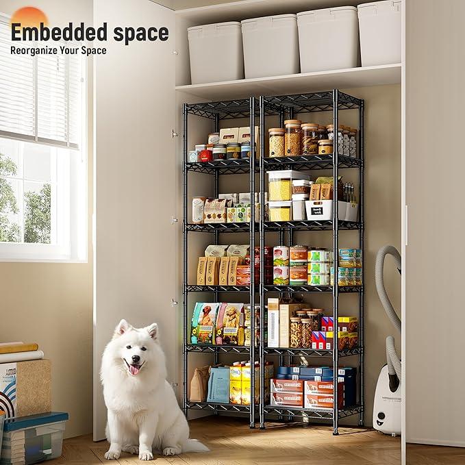 6 Wire Shelving Metal Shelves Storage Rack:Adjustable Storage Shelves Standing Shelf Units and Narrow Shelf for Laundry Bathroom Kitchen Pantry Closet Office 15.8" w*11.8" D*63" H - ModernBath
