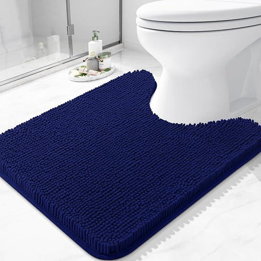 Arotive Bathroom Toilet Rugs U Shaped 24x20, Extra Soft Absorbent Shaggy Chenille Contour Bath Rugs for Toilet, Machine Washable Non-Slip Contoured Bath Mats, Navy - ModernBath