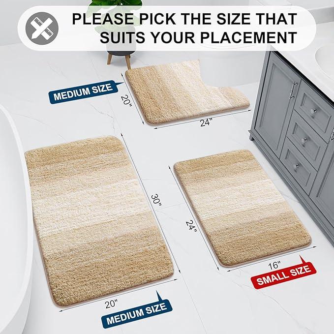 Arotive Microfiber Bathroom Rugs, Shaggy Soft and Absorbent Bath Rug, Non-Slip, Thick Plush Machine Washable Dry Bath Mats for Bathroom, Tub and Shower, 24x16, Camel, Rectangular - ModernBath