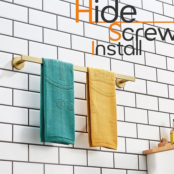 24 Inch Bathroom Towel Bar Bath Towel Rack Kitchen Towel Holder Towel Rails Wall Mounted SUS304 Stainless Steel Brushed Gold AN4001GD-L24 - ModernBath