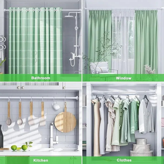 Ausemku Shower Curtain Rod 32-94 Inch Adjustable - 1 Inch Diameter Heavy Duty No drill Spring Tension Shower Rod, Non-Slip Rustproof Telescopic Rod for Bathroom, White - ModernBath