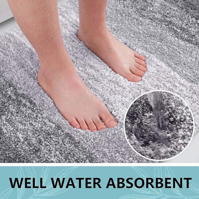 Arotive Microfiber Bathroom Rugs, Shaggy Soft and Absorbent Bath Rug, Non-Slip, Thick Plush Machine Washable Dry Bath Mats for Bathroom, Tub and Shower, 30x17, Grey, Rectangular - ModernBath