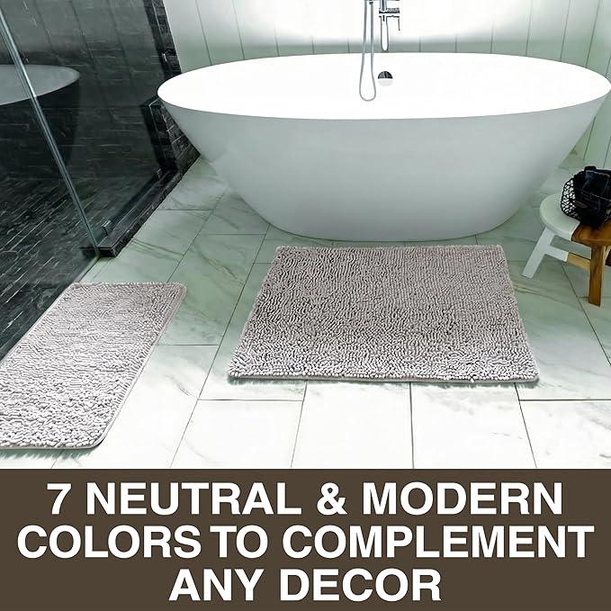 Neater Home Plush Bathroom Rugs 36x24 Thick Chenille Quick Dry Microfiber Absorbent Bath Mat, Soft Bath Rugs, Machine Washable Bathroom Floor Mat for Tub Shower Sink, Home Decor Accessories, Gray - ModernBath