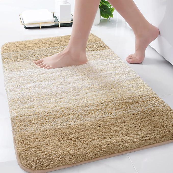 Arotive Microfiber Bathroom Rugs, Shaggy Soft and Absorbent Bath Rug, Non-Slip, Thick Plush Machine Washable Dry Bath Mats for Bathroom, Tub and Shower, 30x20, Camel, Rectangular - ModernBath