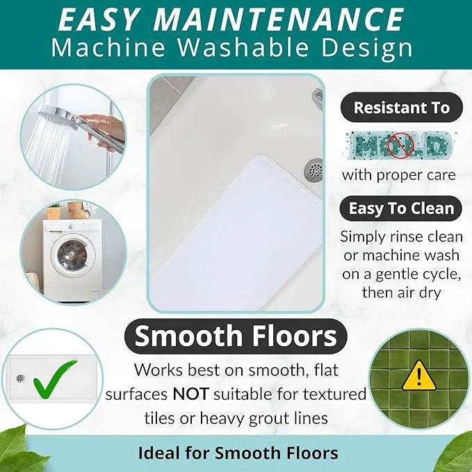 ENKOSI Non Slip Bath Mat for Tub and Shower Floors – Anti Slip Shower Mat with Secure Suction Cup Grip – Soft White Bathtub Mat for Inside Bath Tub and Smooth Bathroom Stalls (28x16 White) - ModernBath