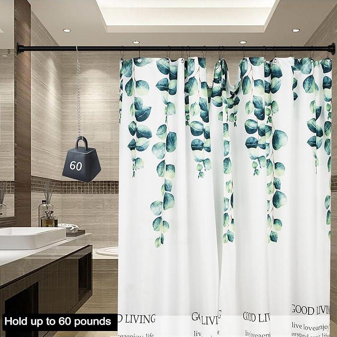 Artiwell 60" Heavy Duty Straight Shower Rod With Shower Rod Flange, Permanent Mount Shower Curtain Rod With Screws Bracket, Never Rust Stainless Steel, Window Curtain and Closet Rod, Matte Black - ModernBath