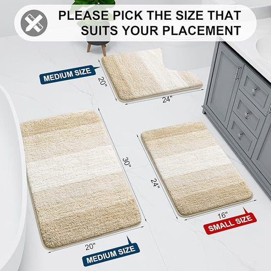Arotive Microfiber Bathroom Rugs, Shaggy Soft and Absorbent Bath Rug, Non-Slip, Thick Plush Machine Washable Dry Bath Mats for Bathroom, Tub and Shower, 44x24, Light Beige, Rectangular - ModernBath