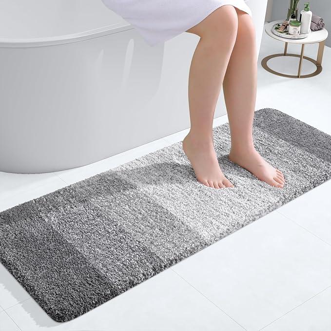 OLANLY Bathroom Runner Rugs 47x17, Extra Soft Absorbent Microfiber Bath Rugs, Rubber Backing, Quick Dry, Machine Washable Bath Mats for Bathroom Floor, Tub and Shower, Home Decor Accessories, Grey - ModernBath