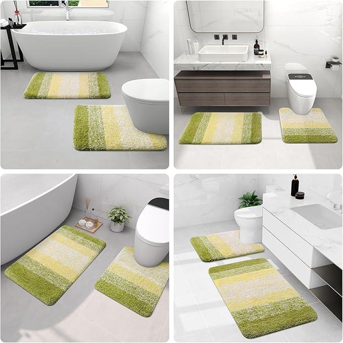 Arotive Microfiber Bathroom Rugs, Shaggy Soft and Absorbent Bath Rug, Non-Slip, Thick Plush Machine Washable Dry Bath Mats for Bathroom, Tub and Shower, 30x20, Olive Green, Rectangular - ModernBath