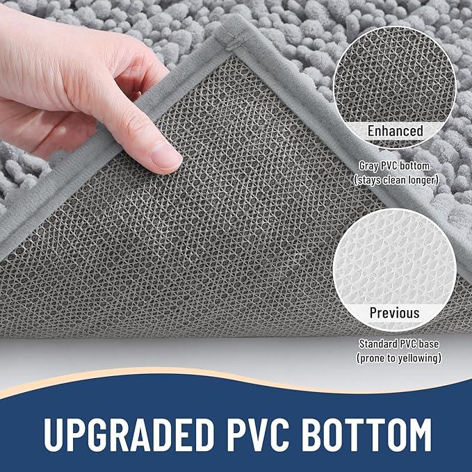 Arotive Luxury Chenille Bathroom Rug Mat, Extra Soft Thick Absorbent Shaggy Bath Rugs, Non-Slip Machine Wash Dry, Plush Bath Mats for Bathroom, Shower and Tub, 59x35, Light Grey - ModernBath