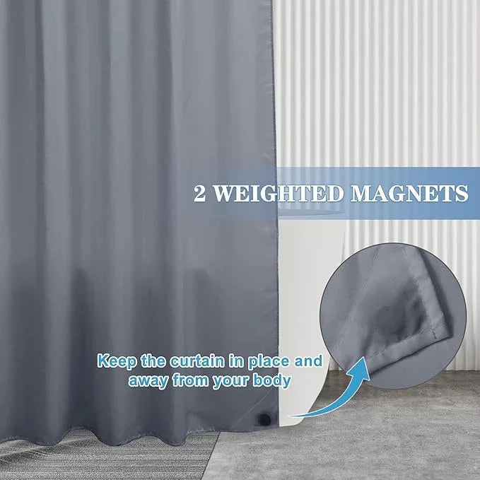 Nasitos Shower Curtain Liners 2 Pack - W36 x H72 - Washable & Water Resistant Fabric Bath Shower Liners for Narrow Stall, Stand Up Shower Stall, RV, Camper (Grey, Magnets Included) - ModernBath