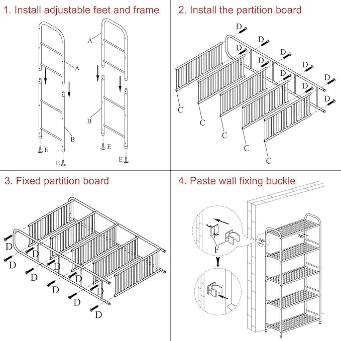 JSB 5-Tier Adjustable Shelving Unit, Heavy Duty Storage Rack Organizer Metal Corner Shelf for Kitchen Living Room Laundry Pantry Bathroom (White, 5 Tier) - ModernBath