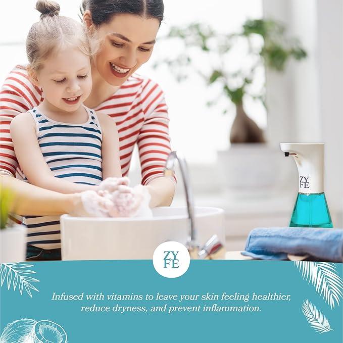 ZYFE Foaming Hand Soap Refills – 64oz Foam Soap Refill Bottle, Natural Moisturizing Handwash with Essential Oils, Biodegradable Liquid Cleanser, Eco Friendly Bottle - ModernBath