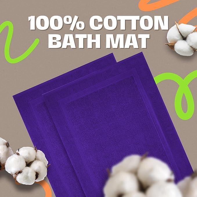 Infinitee Xclusives Premium Cotton Bath Mats for Bathroom – Pack of 2 | 34x22 Inches | Ultra Soft, Super Absorbent, Non-Slip, Machine Washable Mats (Profound Purple) [Not a Rug] - ModernBath