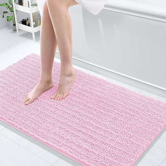 Arotive Luxury Chenille Bathroom Rug Mat, Extra Soft Thick Absorbent Shaggy Bath Rugs, Non-Slip Machine Wash Dry, Plush Bath Mats for Bathroom, Shower and Tub, 54x24, Pink - ModernBath