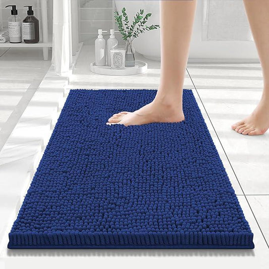 Smiry Luxury Chenille Bathroom Rugs 24x16, Extra Soft and Absorbent Shaggy Bath Mat, Machine Washable, Non-Slip Plush Carpet Runner for Tub, Shower, and Floor, Home Decor Accessories, Royal Blue - ModernBath