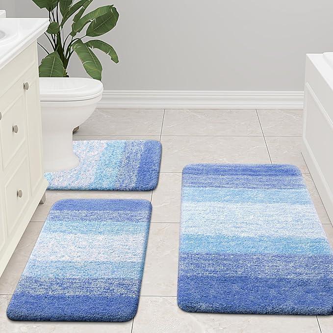 Arotive Microfiber Bathroom Rugs, Shaggy Soft and Absorbent Bath Rug, Non-Slip, Thick Plush Machine Washable Dry Bath Mats for Bathroom, Tub and Shower, 36x24, Light Royal Blue, Rectangular - ModernBath
