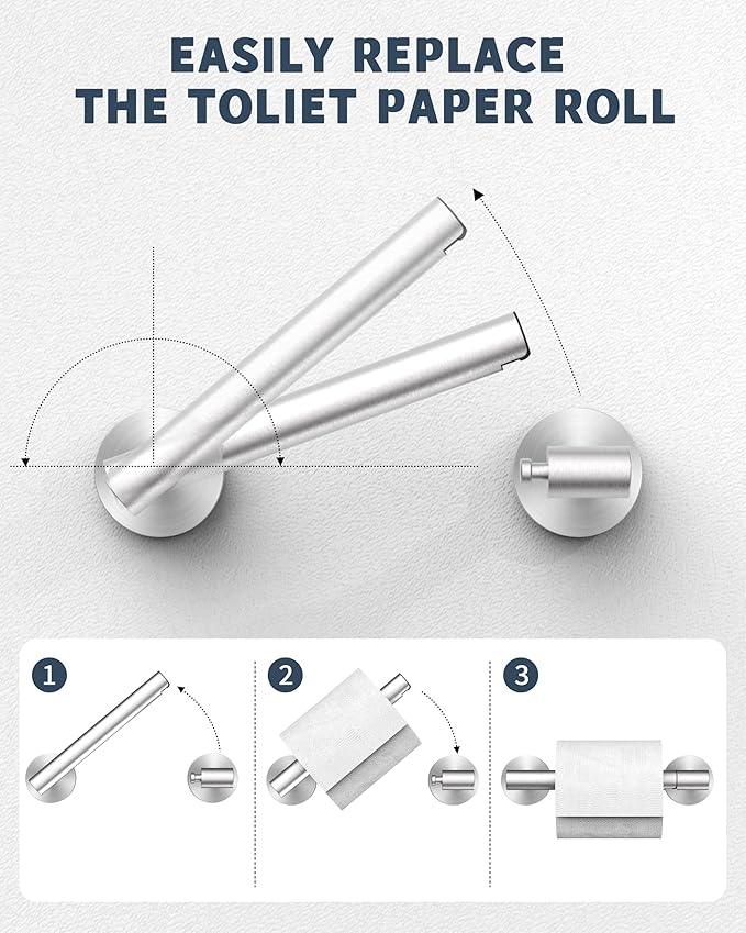 Bathroom Toilet Paper Holder Wall Mount SUS304 Stainless Steel Double Post Pivoting Toilet Paper Roll Holder Wall Mounted for Bathroom RV Commercial Toilet Tissue Dispensers, Brushed Nickel - ModernBath