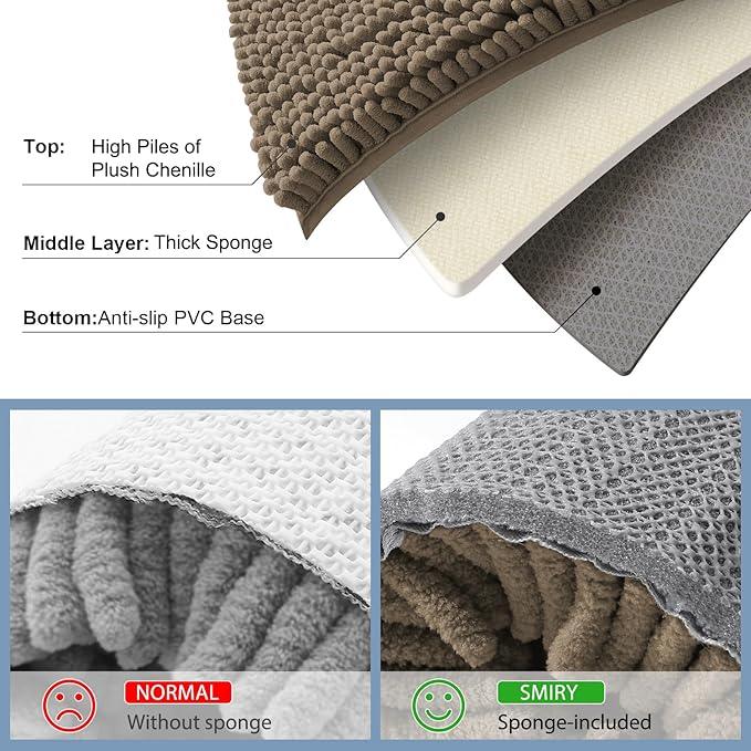 Smiry Luxury Chenille Round 24x24, Extra Soft and Absorbent Shaggy Bathroom Mat Rugs, Machine Washable, Non-Slip Plush Carpet for Tub, Shower, and Bath Room, Camel - ModernBath