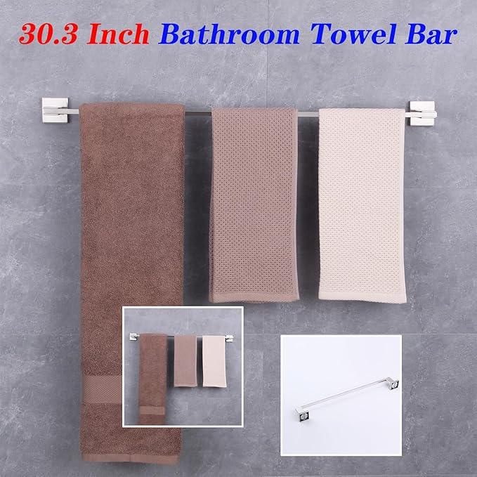 GERZWY 30 Inch Towel Bar Bathroom Wall Mounted Towel Rail, Stainless Steel Hand Towel Holder Brushed Finish JG1901A75-LS - ModernBath