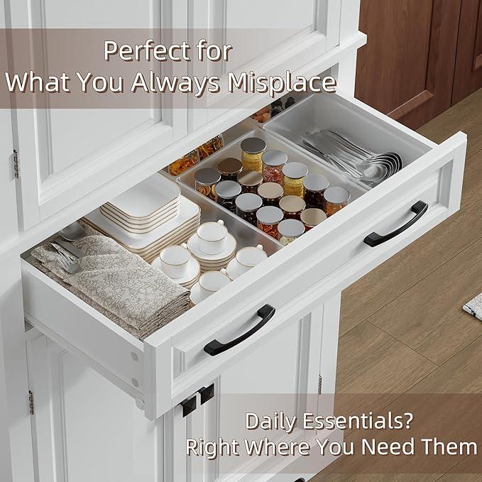 72" Tall Kitchen Pantry Cabinet, White Wooden Storage Cabinet with Drawer, Adjustable Shelves & Anti-Tip Device, Freestanding Bathroom Storage Cabinet, Pantry Cabinets for Kitchen Storage - ModernBath