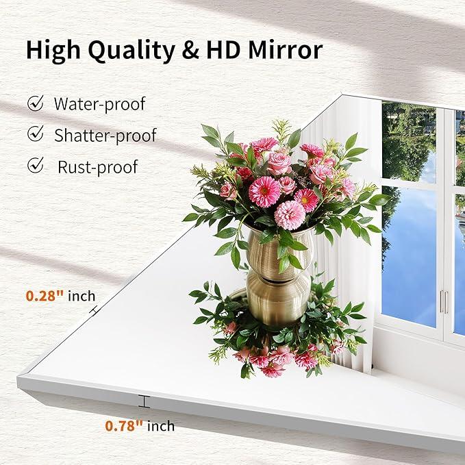 COFENY Silver Bathroom Mirror for Wall, 24x32 Inch Rectangle with Metal Frame, Modern Vanity for Bathroom Living Room, Entryway Hangs Horizontal or Vertical - ModernBath