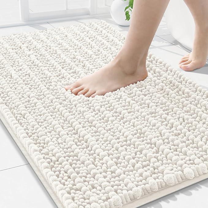 Arotive Luxury Chenille Bathroom Rug Mat, Extra Soft Thick Absorbent Shaggy Bath Rugs, Non-Slip Machine Wash Dry, Plush Bath Mats for Bathroom, Shower and Tub, 30x20, Ivory - ModernBath