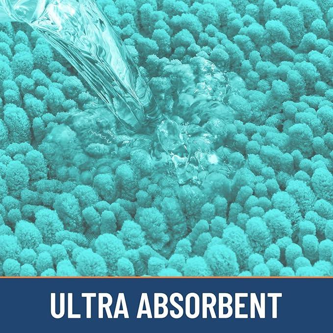 Smiry Bathroom Rugs Mat 36x24, Extra Soft Absorbent Chenille Bath Rugs, Non Slip Rubber Backing Machine Washable Quick Dry Bath Mats for Bathroom Floor, Tub, Shower, Home Decor Accessories, Turquoise - ModernBath
