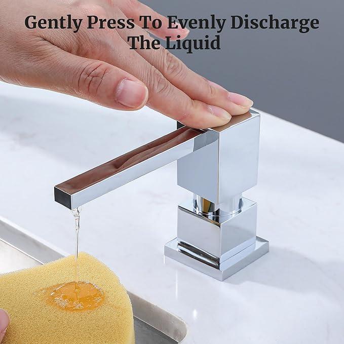 Sink Soap Dispenser for Kitchen Sink (Chrome), All Brass Built-in and Refill from Top Design,Metal Hand Soap & Dish Soap Copper Pump - ModernBath