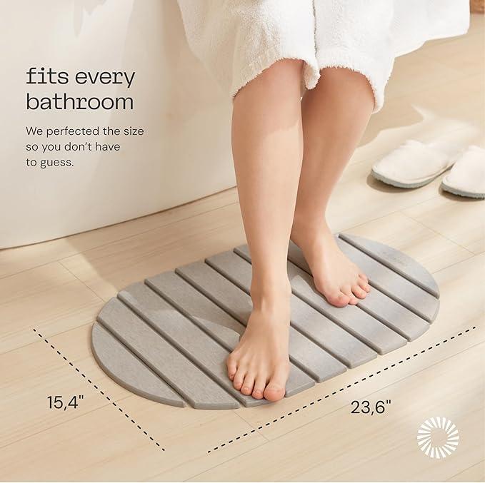 Foldable Stone Bath Mat Large - 24’’ x 15’’ Natural Diatomaceous Earth Bath Mat Stone Absorbing - Fast Drying Stone Mat Bathroom - Large Bath Stone Mat for Bathroom Floor - Graphite Color - ModernBath