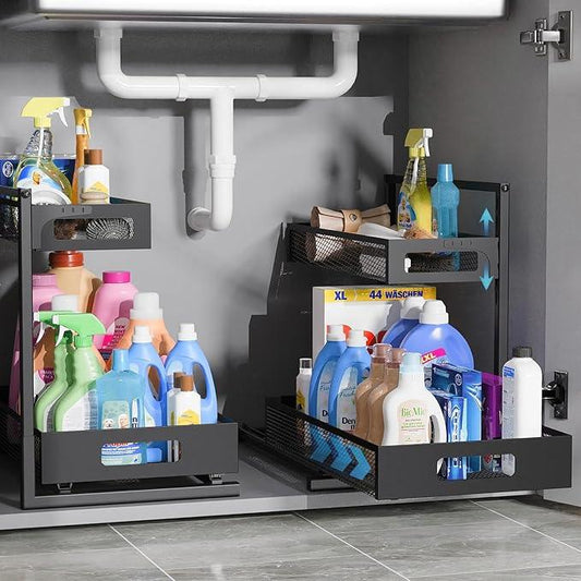 Under Sink Organizer, Silk-Smooth Metal Sliding Drawer Organizers and Storage Rack, Pull Out Cabinet Shelf for Kitchen, Bathroom, Pantry, Cabinet, Closet - ModernBath