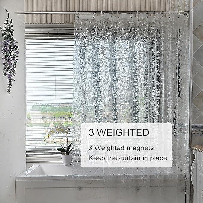 TIKABC Shower Curtain Liner, 4G PEVA Shower Liner, Plastic Waterproof Shower Curtains, 72x72 inch with Grommet Holes 3 Magnetic Weights - ModernBath