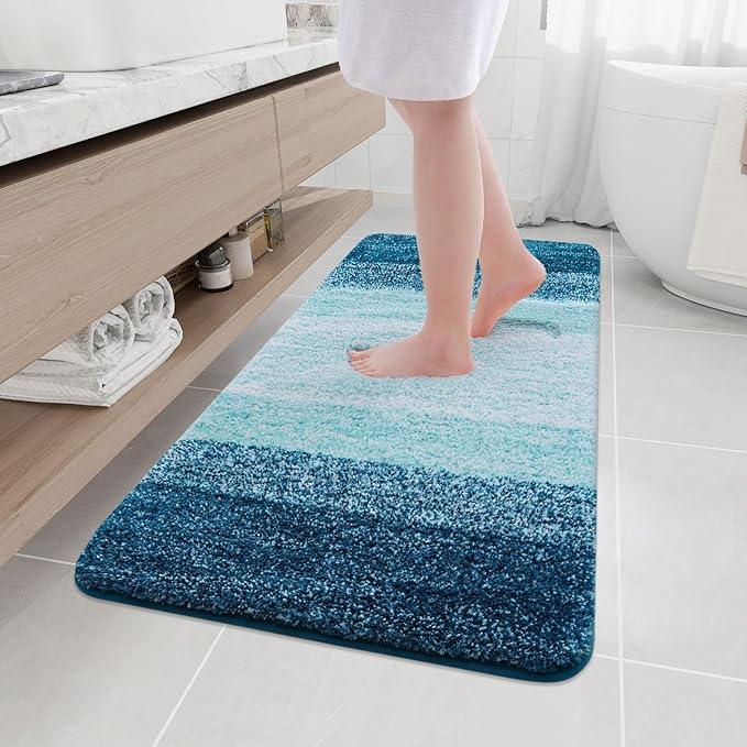 Arotive Microfiber Bathroom Rugs, Shaggy Soft and Absorbent Bath Rug, Non-Slip, Thick Plush Machine Washable Dry Bath Mats for Bathroom, Tub and Shower, 47x24, Peacock Blue, Rectangular - ModernBath