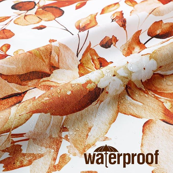 Gibelle Orange Eucalyptus Shower Curtain, Fall Watercolor Plant Leaves with Floral Bathroom Shower Curtain Set, 72x72 - ModernBath