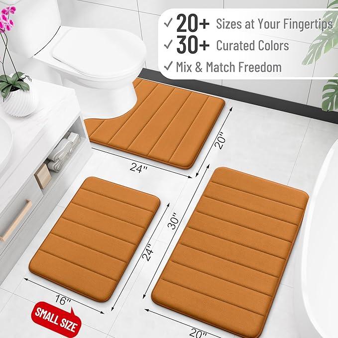 OLANLY Memory Foam Bath Mat 59x35, Super Soft Absorbent Bathroom Rugs, Quick Dry, Machine Washable Shower Floor Rugs, Bathmat Carpet, Bathroom Home Decor Accessories, Ochre - ModernBath