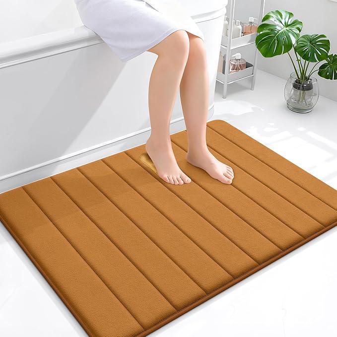 OLANLY Memory Foam Bath Mat 40x32, Super Soft Absorbent Bathroom Rugs, Quick Dry, Machine Washable Shower Floor Rugs, Bathmat Carpet, Bathroom Home Decor Accessories, Ochre - ModernBath