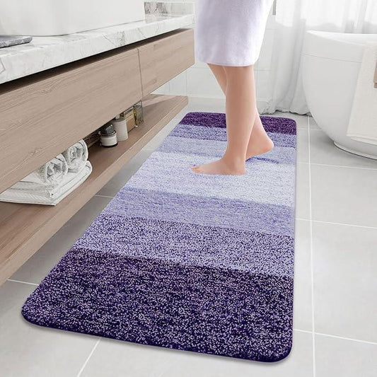 Arotive Microfiber Bathroom Rugs, Shaggy Soft and Absorbent Bath Rug, Non-Slip, Thick Plush Machine Washable Dry Bath Mats for Bathroom, Tub and Shower, 70x24, Dark Purple, Rectangular - ModernBath