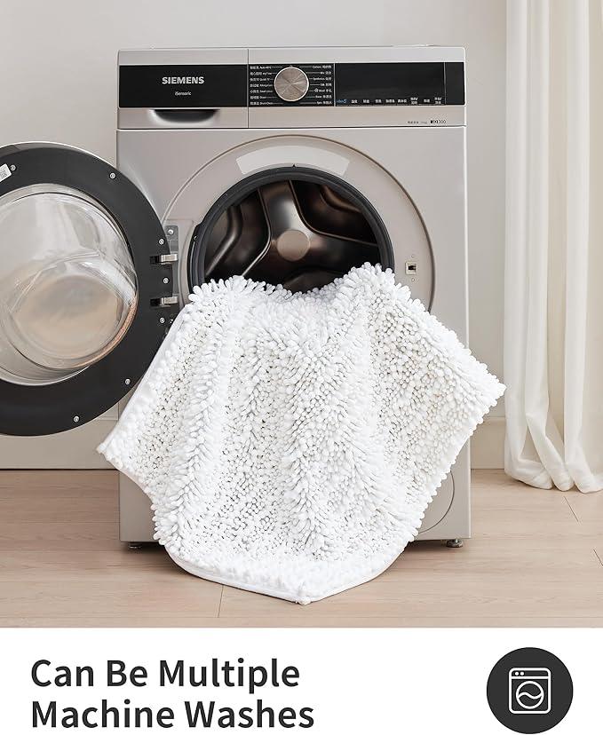ILANGO Bathroom Rugs White 32x20,Extra Soft Absorbent Chenille Bath Rugs,Thick Non-Slip Shaggy Bath Mat,Machine Washable Quick Dry Bath Mats for Bathroom Floor, Tub, Shower Accessories - ModernBath