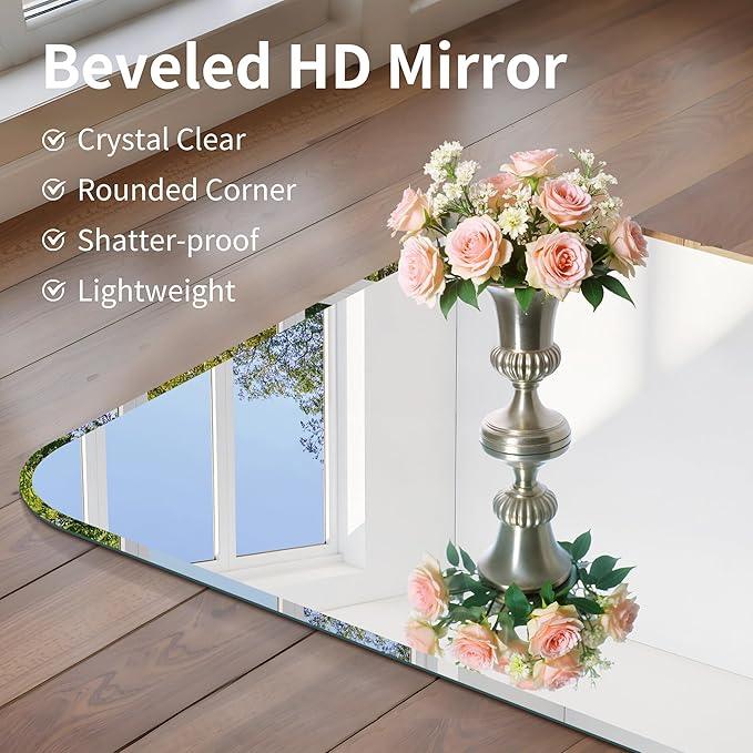 CILIBER Beveled Mirror 30"x30", Square Frameless Bathroom Mirror Rounded Corner, Framless Vanity Mirror Shatterproof Tempered Glass Lightweight Design for Bedroom Living Room Entryway - ModernBath