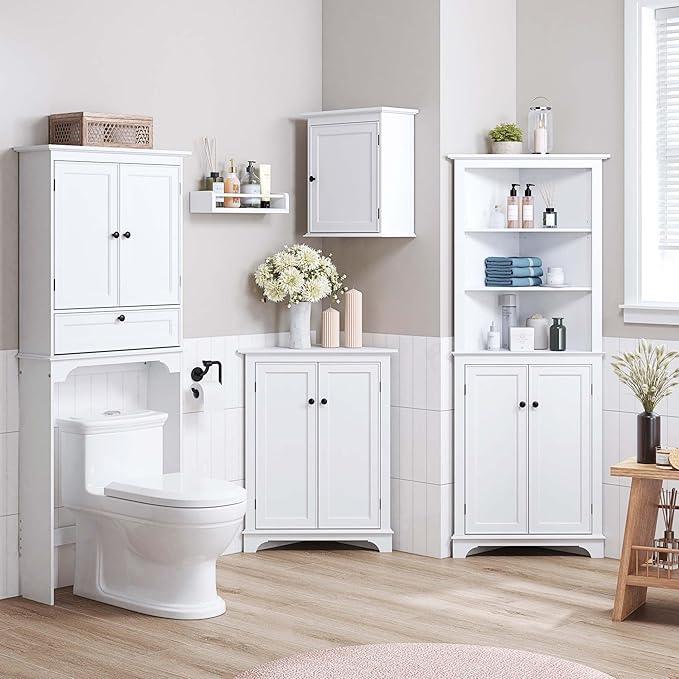 Spirich Small Bathroom Wall Cabinet, Wall Mounted Storage Cabinet, Medicine Cabinet Organizer for Bathroom, Kitchen, Living Room, White - ModernBath