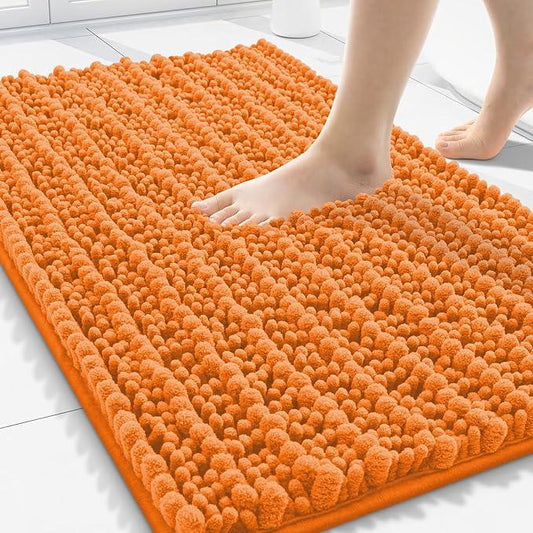 Smiry Bathroom Rugs Mat 30x20, Extra Soft Absorbent Chenille Bath Rugs, Non Slip Rubber Backing Machine Washable Quick Dry Bath Mats for Bathroom Floor, Tub, Shower, Home Decor Accessories, Orange - ModernBath
