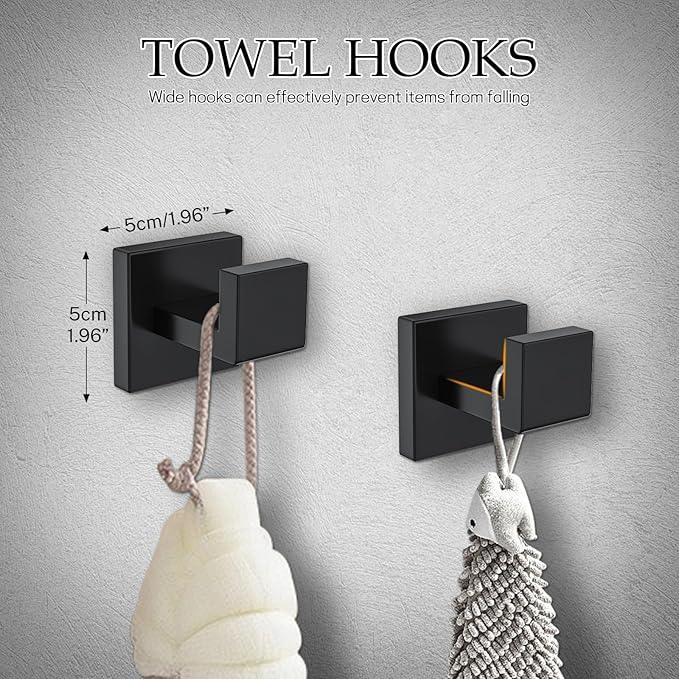 Matte Black Bathroom Hardware Accessories Set 10-Pieces Black Towel Bar Set Stainless Steel Towel Holder Set 23.6 Inch Towel Bar,Towel Racks Set for Bathroom Wall Mounted - ModernBath
